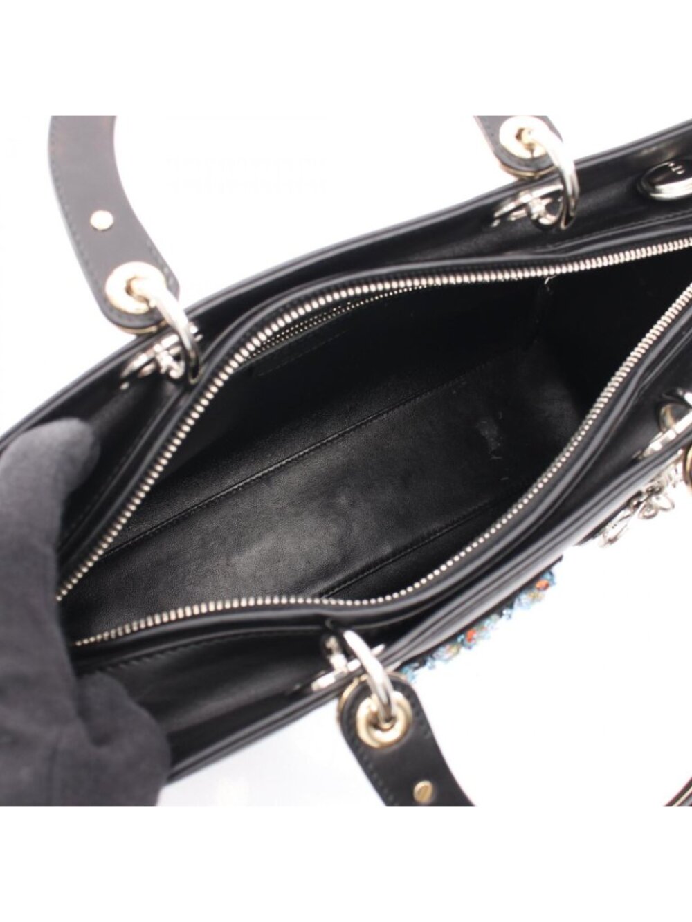 Dior Handbag Lady Dior Large Patch 2-Way Black Multi Leather Lady Dior Tote - Picture 3 of 9